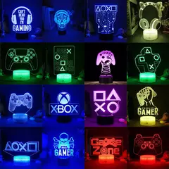 3D LED Gaming Setup Lamp, USB Powered, Bedroom Night Lights das crianças, Iluminação interior, Iluminação Presentes, Sala de jogos na internet