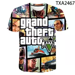 3D Grand Theft Auto imprimindo camisetas para homens e mulheres, camiseta gráfica do Game Gta 45, tops de mangas curtas, camisetas para crianças, verão, novo - loja online