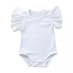 Baby Girls' Ruffles Romper, Bodysuits recém-nascidos, macacão de manga curta, roupas de malha com nervuras, roupas de verão, 0-18 meses - Wolf Magazine