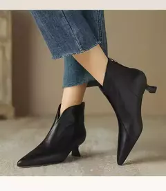 Botas de salto baixo para mulheres, boca rasa, confortável, de escritório, sapatos femininos, alta qualidade, novo, 2024 - loja online