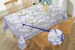 Imagem do Toalhas de mesa retangulares de verão, primavera, azul, branco, à prova d'água, feriado, festa de casamento, casa, cozinha, sala de jantar, decoração de mesa