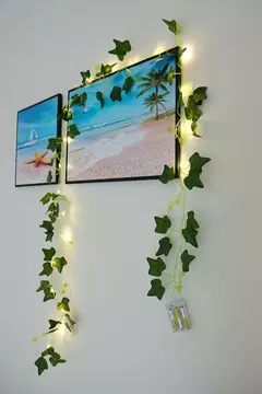 Green Leaf Ivy Vine com luzes LED String, Guirlanda para casa, Decoração do quarto, Wedding Glowing, Planta artificial, 2m na internet