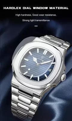 Poedagar relógio de luxo negócios à prova dwaterproof água masculino relógio luminoso data aço inoxidável quadrado quartzo relógio masculino reloj hombre 2024 novo