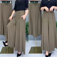 Calça casual elegante de pernas largas para mulheres, novo estilo, fina, anti-rugas, calça feminina, verão, Dropshipping, 2021 - Wolf Magazine