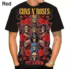 Homens e mulheres em 3D impresso T-shirts, Guns N Roses, Rock Band, Skull Streetwear, personalizado mais camisa, verão, novo na internet