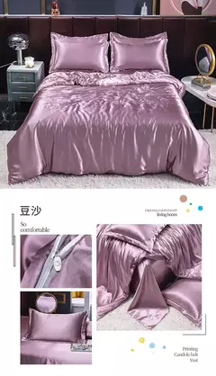 Mulberry Silk Bedding Set, capa de edredão, lençol, fronha, lençol de cetim luxo, cor sólida, rei, rainha, completo, Twin Size na internet