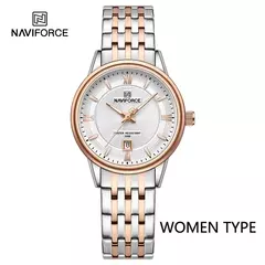 Imagem do NAVIFORCE-Relógio de pulso de quartzo feminino, elegante pulseira de aço inoxidável, relógio feminino, marca de luxo superior, 8040