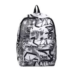 Mochila de grande capacidade para alunos do ensino médio, carta elegante e exclusiva, design de grafite, outono e inverno na internet