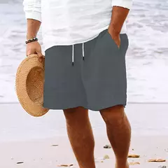 Shorts de praia com listras masculinas, moletom solto, shorts carga sólida, lazer selvagem, moda verão, novo - comprar online