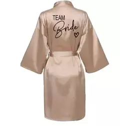 Kimono cetim pijama com letras pretas, dama de honra roupão, Wedding Party Team Bride Robe, SP003 na internet