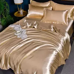 Conjunto de cama sedoso puro cetim, edredão de luxo, lençóis e fronha, cama queen e king size, cama de solteiro e casal na internet