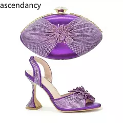 Sapato italiano e saco conjunto para mulheres, sapatos nigerianos, bolsa de correspondência para festa de casamento real, sapatos de luxo, moda mais recente