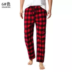 Imagem do Branco preto xadrez pijama calças inferiores homens relaxando confortável macio algodão flanela casa wear respirável flanela pijama homme