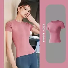 Camisa de manga curta sem costura para mulheres, camisetas esportivas, roupas de ginástica, camisa de ginástica, corrida e desgaste ativo, 2024