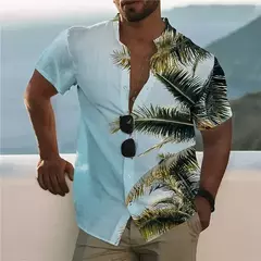 Camisa Havaiana Masculina com Estampa 3D de Coqueiro, Camisa Praia Confortável, Top Manga Curta, Moda Casual, S-6XL na internet