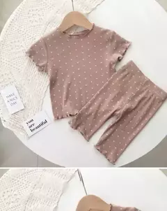 Elegante feminino bebê verão fino chiffon pijama conjunto de 2 peças roupas para casa para crianças bolinhas design ar condicionado roupas - loja online