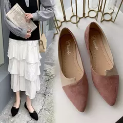 Sapatos rasos de dedo apontado respiráveis para mulheres, sapatos sólidos de retalhos, sapatilhas casuais, mocassins de conforto diários com todos os jogos - loja online