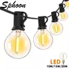 G40 esfão Vintage LED luzes de corda, regulável, impermeável, conectável, 50 pés, 65 pés, jardim, guirlanda decoração, ao ar livre, fada luz