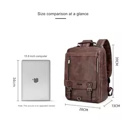 JEEP BULUO-Mochila de Couro Masculina, Bolsa para Laptop, Grande Capacidade, Negócios, Viagem, Universidade, Escola, Mochilas, Moda, Masculino, 15,6";;VERDADEIRO;;"Brown - loja online