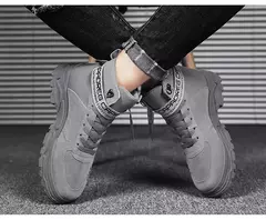 Botas masculinas 2024 novo outono dedo do pé redondo alta bunda plataforma de fundo grosso botas na moda grande 46 rendas até aumento de altura botas ao ar livre na internet