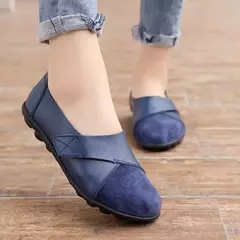 Plus size senhoras apartamentos sapatos para mulher 2022 macio couro genuíno mocassin barco gancho loop mocasines de mujer chaussure femme - Wolf Magazine