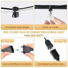 Impermeável String Light com Cabo Elétrico, E12 Sockets, C7 Base, UE 220V, EUA 110V, Hold Lâmpada, Conectável, Casamento, Decoração de Natal - comprar online