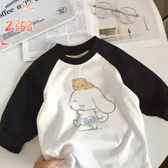 Camisetas de manga comprida de algodão puro para meninos e meninas, camiseta infantil, roupa de bebê, elegante, nova, primavera e outono na internet