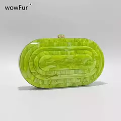 Bolsa de noite em caixa acrílica para mulheres, verde limão, embreagem de luxo, bolsas e bolsas para senhoras, bolsas de ombro para festa