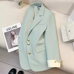 Moda feminina blazer de cor sólida, primavera novo temperamento casual celebridade terno popular na internet