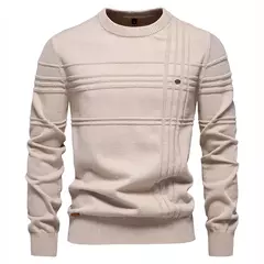 AIOPESON Mens Crewneck Pullover Sweater Knitted Cotton Stripped Quality Autumn Winter Warm Sweaters for Men na internet