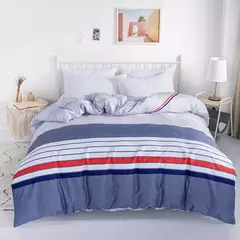 Imagem do Listrado impressão algodão Duvet Cover Set, Soft Skin Friendly cama fronha, 1PC, 2PC, 3 PCs, 100% algodão