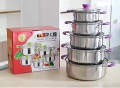 Aço inoxidável Hot Pot Set, Panelas, Sopa Pot, Steamer Presente, 16cm18cm 20cm 22cm, 24cm, Utensílios de cozinha, Atacado, 10 Pcs - Wolf Magazine