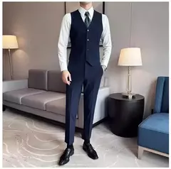 Vestido de smoking de casamento de três peças para homens, terno de negócios, social, cor sólida, trespassado, noivo, moda, jaqueta, calça, colete, novo - Wolf Magazine