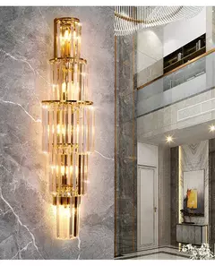 Benda luxo lobby do hotel grande lâmpada de parede cristal para clube hall villa sala estar escritório banquete luminárias interiores - comprar online