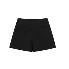 ASDS-Calções de Cintura Alta Feminina, Saias Assimétricas de Zíper Lateral, Monocromáticas, Preto, Branco, Mini, Moda Verão