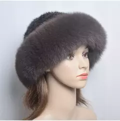 Chapéu de pele de vison genuíno para mulheres gorro de malha natural de luxo chapéu de malha artesanal pele de raposa real moda inverno quente, novo - loja online