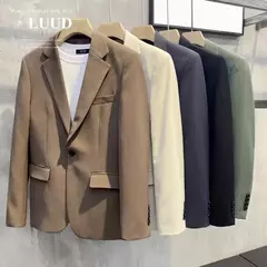 Blazer fino de negócios masculino, roupas estilo coreano, casaco casual, terno elegante, jaquetas marrons, de alta qualidade, 2024 na internet