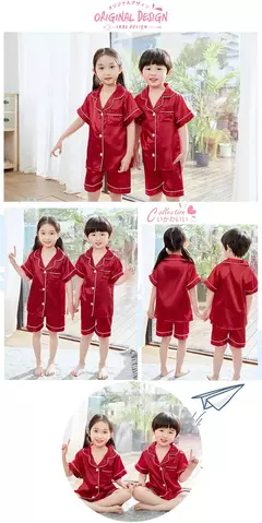 Conjunto pijama de seda macia infantil, roupa confortável, roupa de dormir infantil, meninas e meninos, monocromática, roupas de verão, novo, 2024 - loja online