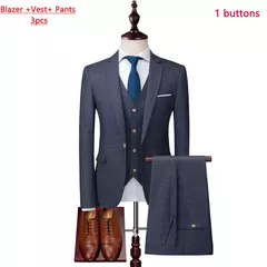 Imagem do Blazer colete calças masculinas terno de moda boutique xadrez casual negócios masculino noivo casamento smoking vestido 3 pçs ou 2 pcs conjunto smoking