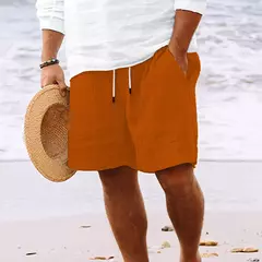 Shorts de praia com listras masculinas, moletom solto, shorts carga sólida, lazer selvagem, moda verão, novo - loja online