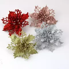 (10pcs) artificial árvore de natal flor glitter decorações enfeites de natal presente de ano novo - comprar online