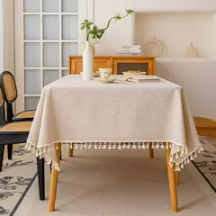 Toalha de linho de algodão vintage com padrão floral, toalha de mesa com borla, tampa lavável para jantar, piquenique - Wolf Magazine