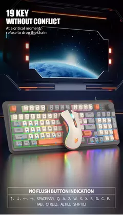 USB Wired Game Keyboard and Mouse Set, Iluminado, Desktop, Laptop, Casa, Escritório, Feminino, Masculino, K820 - loja online