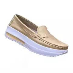 Sapatos femininos de couro vulcanizado em PU, tênis de dedo redondo, casual, boca rasa, slip-on, feminino, diário, impermeável, na moda na internet