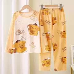 Pijamas de seda de leite de manga longa das crianças design dos desenhos animados roupas para casa adequado primavera verão estilo fino roupas de ar condicionado - comprar online