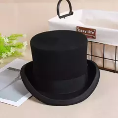 Chapéu Fedora liso unissexo de lã, Chapéu alto de homem, Boné mágico, Cinta cilíndrica, Steampunk, Versátil, Panama, Mágico, Cavalheiro, 2024 - Wolf Magazine