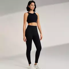 Conjunto de roupas de yoga feminino cintura alta leggings e topo duas peças sem costura roupas de exercício de fitness roupa interior de treino de fitness - comprar online