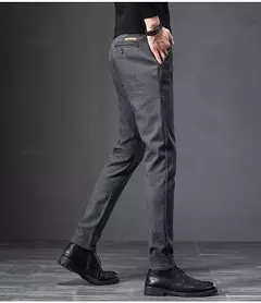 Calça executiva de cintura elástica masculina, tecido fosco, calça casual, terno social e formal, traje de primavera e outono, 2022 - loja online