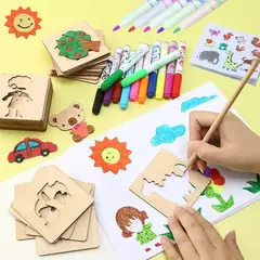 Estênceis de pintura de madeira para crianças, Brinquedos Montessori, Brinquedos de desenho, Aprendizagem Educacional, Presente Infantil, DIY, 20pcs - comprar online