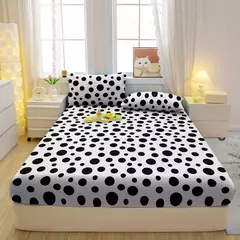 Equipado folha equipada com geometria impressa para cama quarto, simples e moderna com fronhas, 1 conjunto - Wolf Magazine